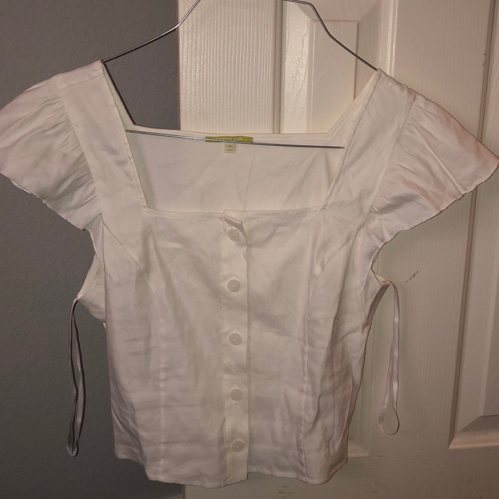 White button down crop top